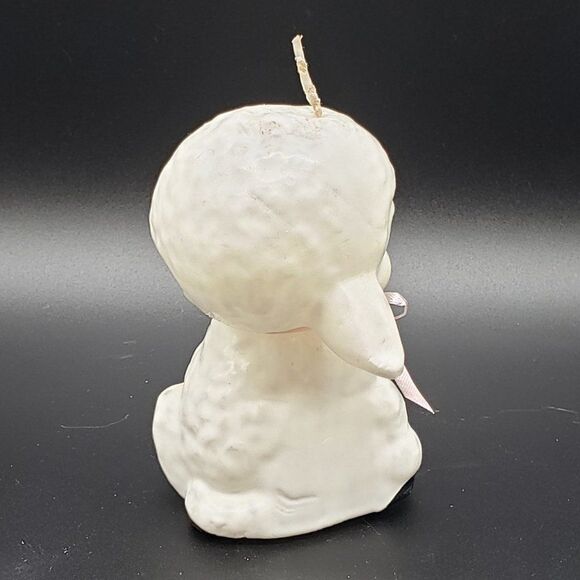 White Pink Black Vintage Baby Lamb or Sheep Shaped Unscented Waxed Candle - Picture 6 of 12